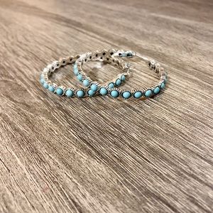 turquoise silver hoop earrings